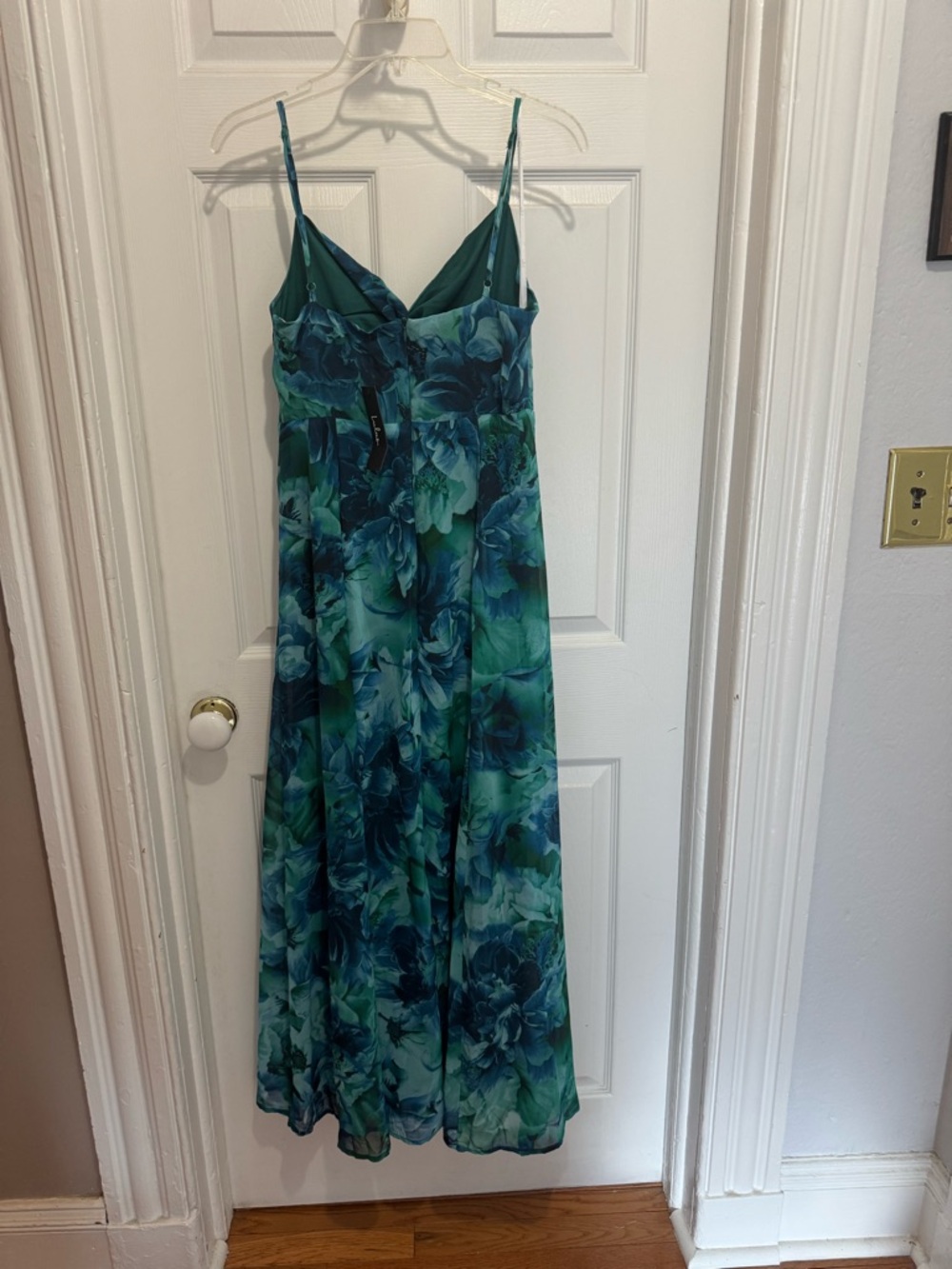 Lulu's Teal & Navy Floral Maxi Dress - Picture 6 of 6